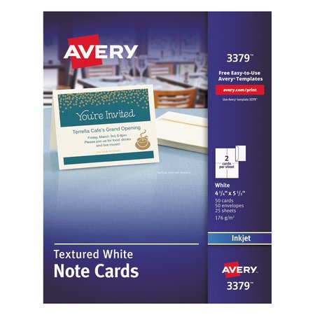 AVERY DENNISON 4.25 x 5.5" Inkjet Textures Note Cards Pk50 3379